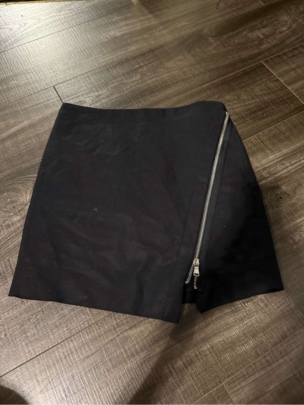 Zara Black Mini Skirt with Exposed Silver Zip